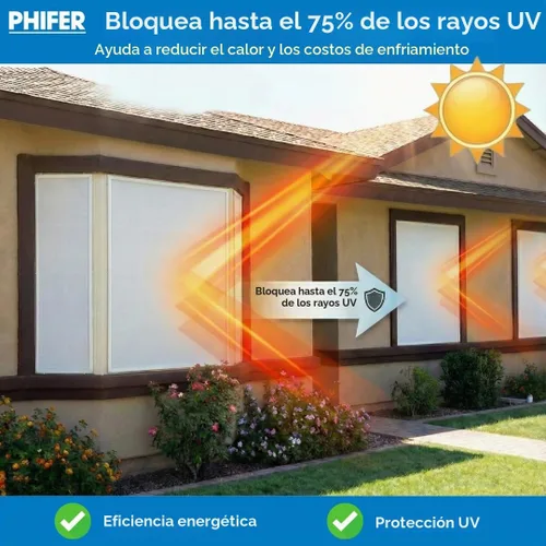 Vista 4 de Phifer SheerWeave - Pantalla solar de malla para ventanas, 75% de sombra, rollo de pantalla solar de ahorro de energía de 48 x 10 pies