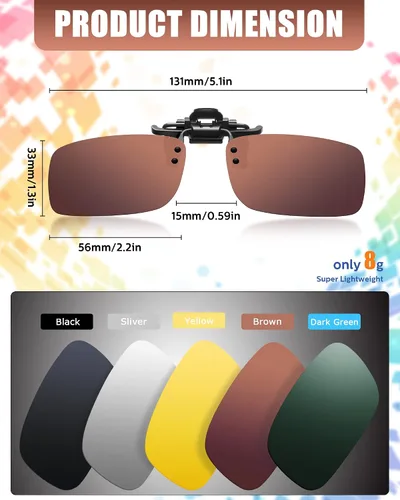 Vista 2 de 5 pares de gafas de sol polarizadas con clip sin borde, gafas de conducción antirreflejos