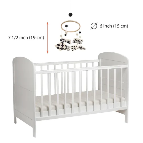 Vista 5 de GLACIART ONE Móvil para cuna de bebé en blanco y negro Juguetes seguros de lana de alto contraste, decoración neutra de habitación para niños