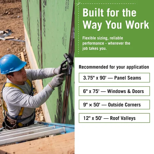 Vista 7 de Cinta de Sellado ZIP System Huber Cinta de Sellado Autoadhesiva para Aberturas Rugosas de Puertas-Ventanas (3.75" x 30')