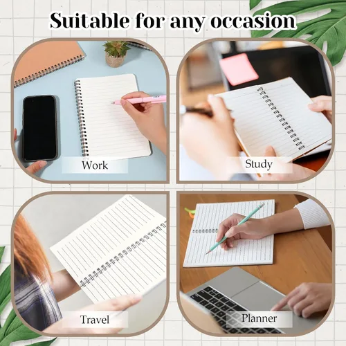 Vista 7 de SHENLIU 12 Pack A5 Spiral Lined Notebooks, 8.3x5.8 Inch 60 Sheets/120 Pages Spiral Notebook with Kraft Paper Cover, Ruled Notebooks Bulk, Lined