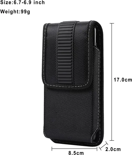 Vista 5 de Funda de nailon para teléfono celular con clip para cinturón para iPhone 14 Pro Max, Samsung Galaxy S24 Ultra S23 Ultra S22 Ultra S21 Ultra S20 Plus