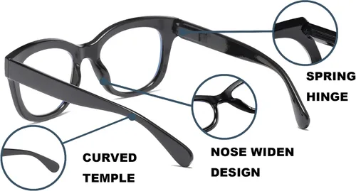 Vista 5 de Oversized Reading Glasses for Women,3 Pack Blue Light Blocking Computer Spring hinge Readers