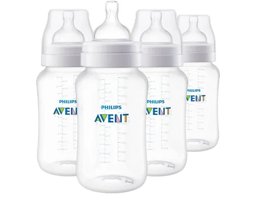 Vista 12 de Philips AVENT - Biberón anticólicos con ventilación AirFree, 266 mililitros, con tetinas de flujo 2, 1m+, 4 unidades, azul, SCY703/24 For Ages 1