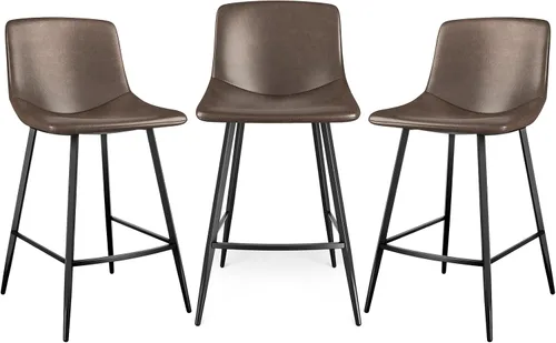 Vista 19 de 5Rcom Juego de 2 taburetes de bar de altura de mostrador de 600 libras, taburetes de cocina de 24 pulgadas con respaldo, sillas de bar modernas