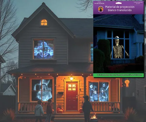 Vista 5 de Pantalla de proyección trasera holográfica con accesorios de montaje para proyectar videos de Halloween (5 x 9 pies y 40 x 60 pulgadas)