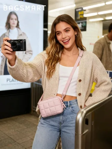 Vista 2 de BAGSMART Funda pequeña para cámara digital hinchada, repelente al agua Marrón café
