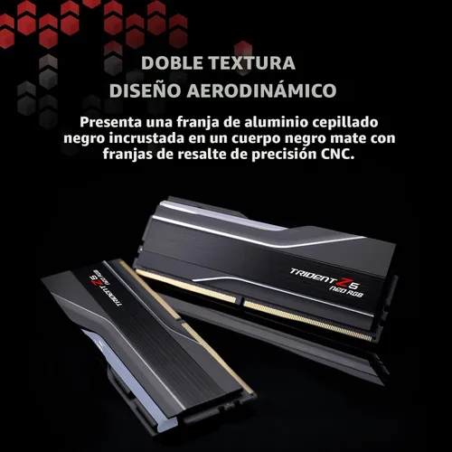 Vista 4 de G.SKILL Trident Z5 Neo RGB Series DDR5 RAM (AMD EXPO e Intel XMP 3.0) 32GB (2x16GB) Hasta 6000MT/s* CL36-36-36-96 1.35V Memoria de computadora