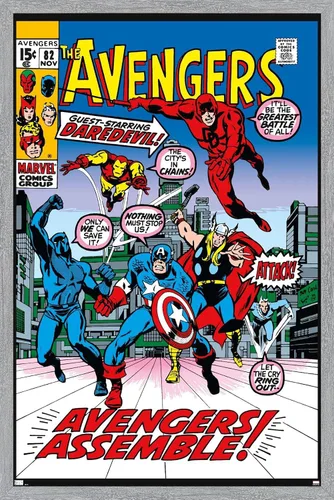 Vista 14 de Trends International Marvel Comics - Póster de pared de Avengers #82, 22.4 pulgadas de largo x 14.7 pulgadas, versión enmarcada en madera de granero