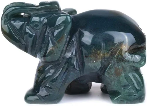 Vista 20 de Angelstones Piedra de sangre africana natural tallada con piedras preciosas de elefante curativo de cristal de guardián, estatua de figurilla