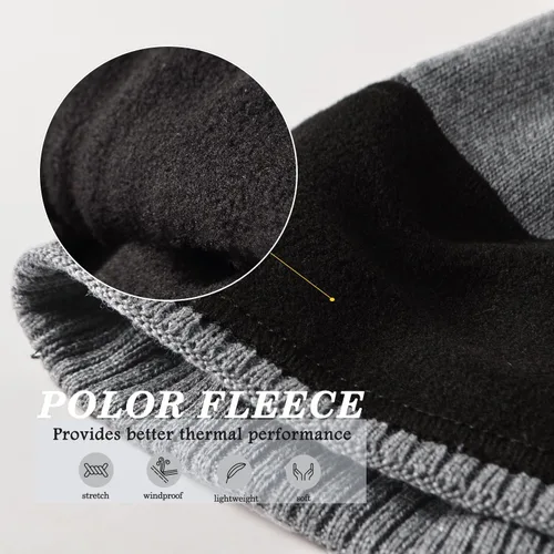 Vista 3 de Gorros de forro polar para hombre, resistentes al viento, elásticos, para invierno, para exteriores, esquí, correr