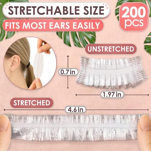 Vista 2 de 200 gorros de ducha desechables para orejas, elásticos de 1.97 a 4.6 pulgadas, cubiertas ligeras y desechables para los oídos para la ducha