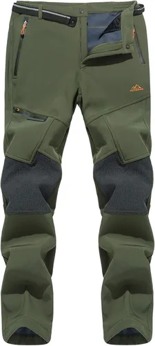 Vista 2 de TACVASEN pantalones de senderismo para hombre con forro polar reforzados en las rodillas ligeros para esquí y snowboard sin cinturón