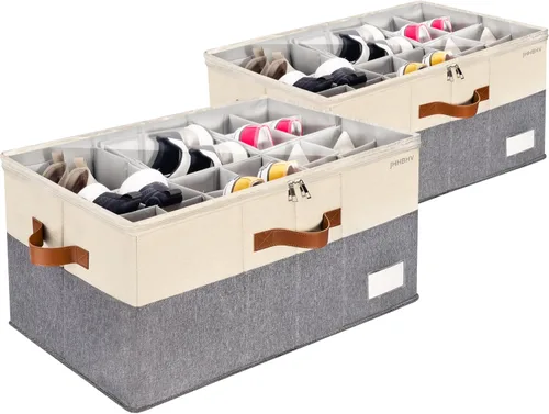 Vista 2 de Organizador de zapatos para armario, contenedores de almacenamiento ajustables para zapatos, grandes contenedores plegables de almacenamiento