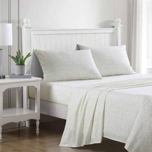 Vista 39 de Laura Ashley - Juego de sábanas individual, ropa de cama de percal de algodón fresca y suave con bolsillos profundos, ligera para comodidad durante