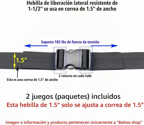 Vista 4 de Hebillas de liberación lateral Hebilla de plástico resistente Clips broches Mochila Hebilla Reemplazo para correa