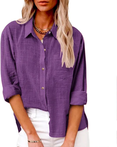 Vista 82 de SMIDOW Camisa de algodón y lino con botones para mujer