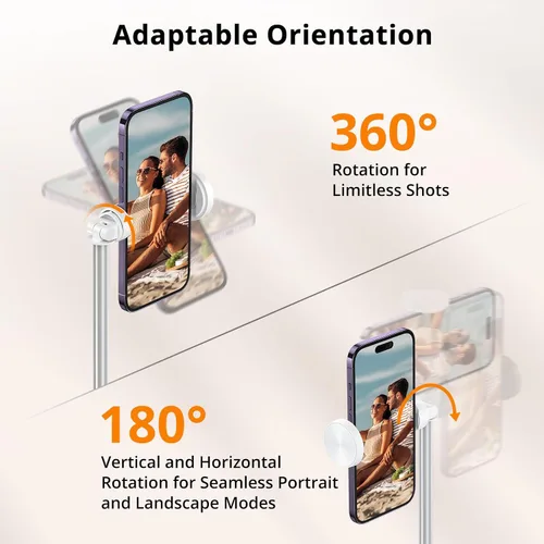 Vista 6 de ATUMTEK Trípode selfie stick de 55 pulgadas, trípode extensible todo en uno para teléfono con control remoto Bluetooth recargable para iPhone, Blanco