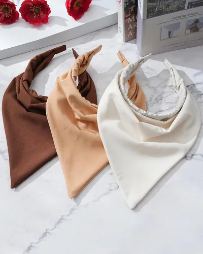 Vista 8 de AWAYTR 3 unidades de bandana para el cabello para mujeres y niñas, bufanda para el cabello, bandana de doble capa triangular, pañuelo