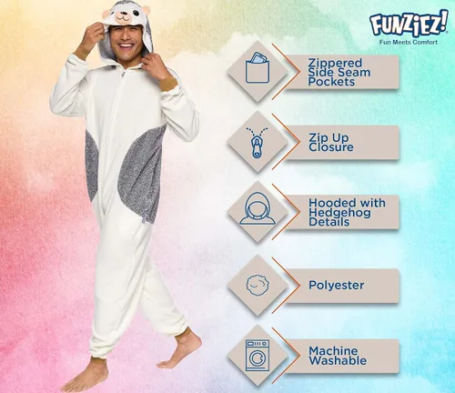 Vista 4 de Enterizo de erizo para adultos, disfraz de Halloween de animales - Traje de cosplay de una pieza dálmata de felpa para adultos, mujeres y hombres