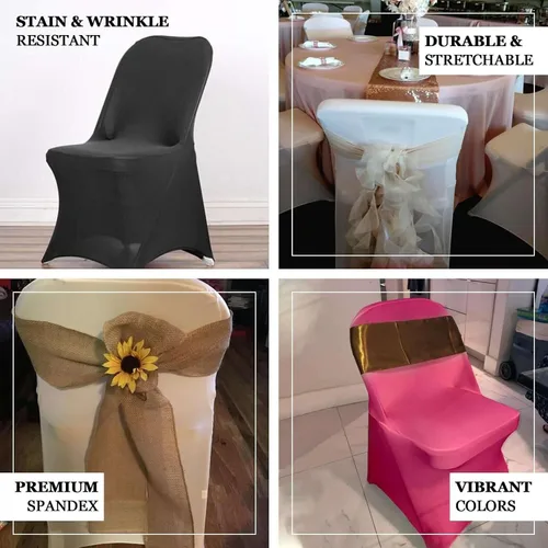Vista 3 de Efavormart - Funda para silla plegable elástica de elastano, ajustable, para cenas, eventos, bodas, fiestas, banquetes, catering, color beige