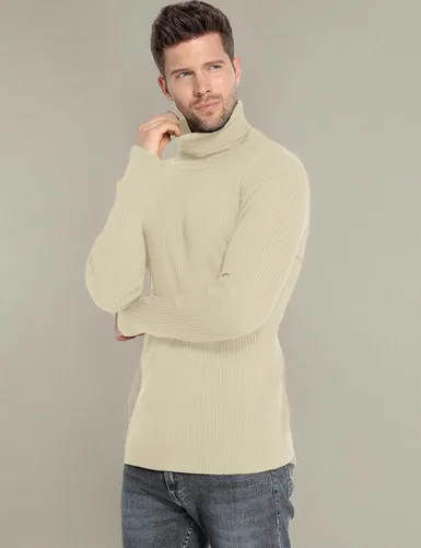 Vista 6 de Amussiar Men's Turtleneck Sweater Slim Fit Cotton Knitted Pullover Sweater Casual Lightweight Long Sleeve Top Beige