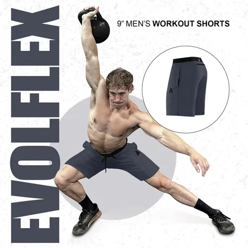 Vista 2 de Anthem Athletics Evolflex 9 in Men's Workout Shorts - Open & Zipper Pocket Short for Running Athletic Tennis & Gym Training