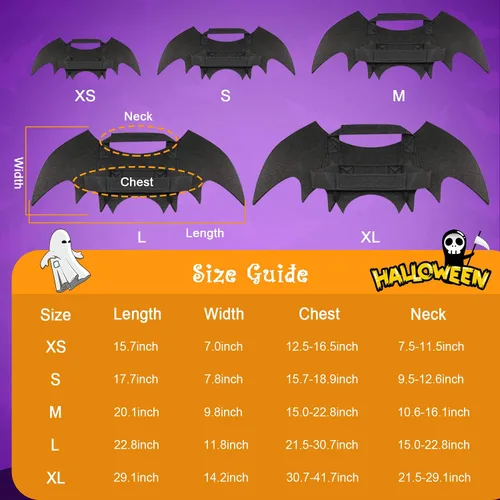 Vista 3 de Rypet - Disfraz de murciélago para perro, disfraz de mascota de Halloween, alas de murciélago para gatos y perros, XS