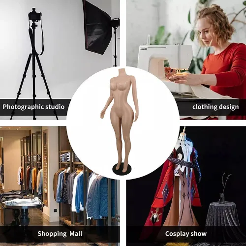 Vista 5 de Curvy BBL - Maniquí de cuerpo completo de tamaño grande con soporte ajustable de 65 pulgadas, base de metal, maniquí de vestido femenino realista