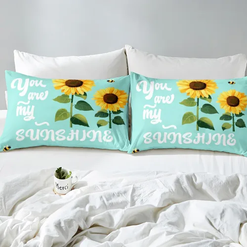 Vista 5 de Erosebridal Sábana bajera ajustable de girasol, tamaño individual, con texto en inglés "You are My Sunshine", para adultos, adolescentes y niños
