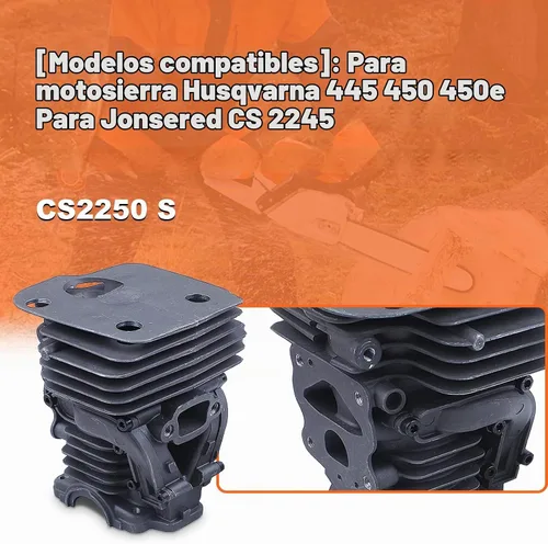 Vista 3 de Kit de anillo de pistón de cilindro de 1.732 in para JONSERED CS 2245 CS2250 S para Husqvarna 445 450 450e, cilindro, pistón, pasador, anillo