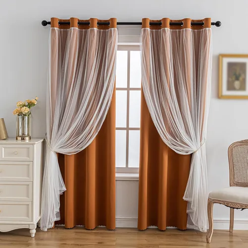 Vista 43 de Anytime Cortinas opacas y transparentes para ventana, par de paneles de cortinas lisas con ojales en la parte superior, 35 pulgadas de ancho x 63