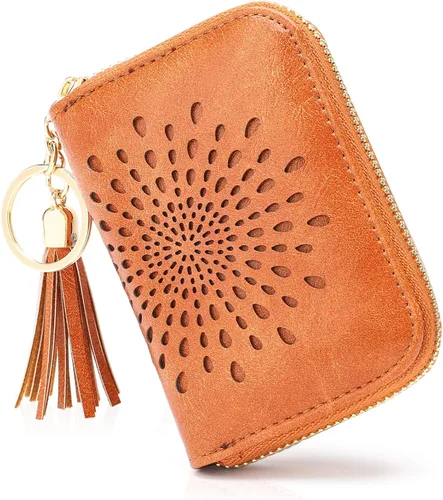 Vista 32 de APHISON RFID - Porta tarjeta de crédito con llavero, cartera pequeña con cremallera para mujer, Moderno