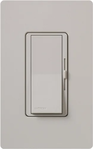 Vista 2 de Lutron Control de ventilador Diva de 3 velocidades, un polo/3 vías, DVSCFSQ-F-TP, gris pardo
