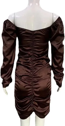 Vista 6 de Women's Ruched Off Shoulder Bodycon Dress Long Sleeve Cocktail Mini Dresses