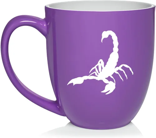 Vista 15 de Daylor Taza de café de cerámica Scorpion, regalo para ella, él, amigo, compañero de trabajo, esposa, esposo (11 onzas, azul)