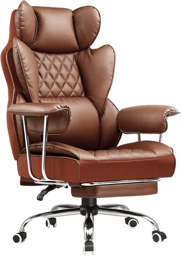 Vista 12 de COMHOMA Silla de juegos grande y alta con soporte lumbar de resorte de bolsillo, silla de oficina ergonómica con reposapiés, silla de escritorio