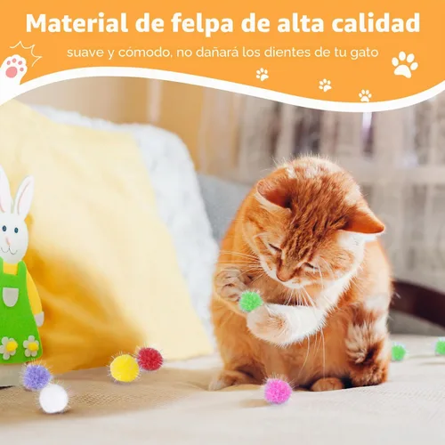 Vista 5 de DF DUALFERV 30 bolas de pompones de gato, 1.5 pulgadas, multicolor