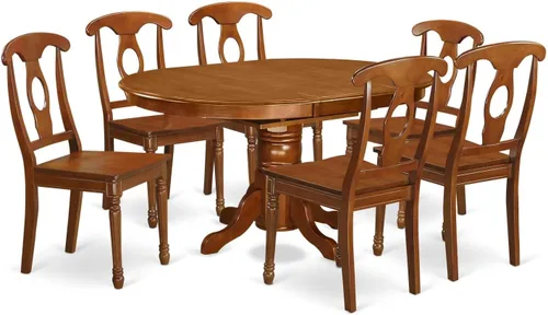 Vista 11 de East West Furniture AVNA5-SBR-C - Juego de mesa de comedor de 5 piezas para 4 personas, incluye una mesa de cocina ovalada con hojas de mariposa y 4
