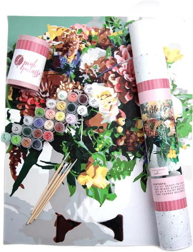 Vista 18 de Pink Picasso Kit de Pintura Floral Botánica por Números para Adultos y Adolescentes Juegos de Kits de Pintura Acrílica DIY en Lienzo 16x20