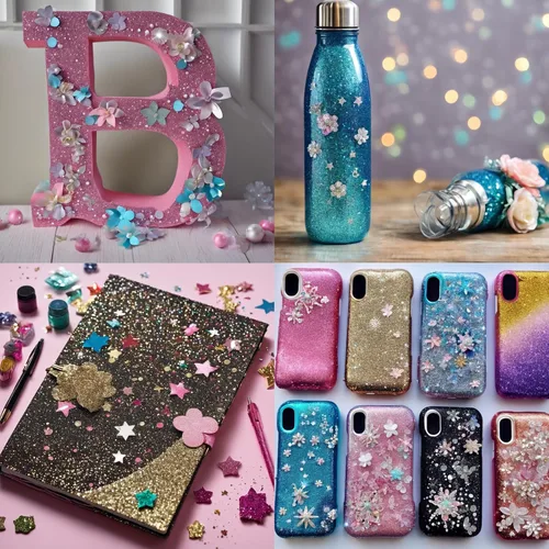 Vista 7 de Brillantina gruesa, 18 frascos de colores surtidos para manualidades, cuerpo, maquillaje y purpurina para uñas.