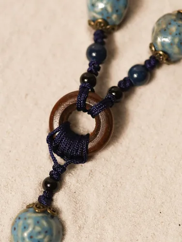 Vista 4 de MINACHI Boho Hippie Ethnic Ceramic Beads Strand Y Necklace Bohemian Jewelry Gift for Women