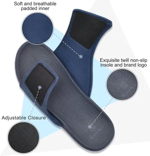 Vista 3 de KuaiLu Sandalias deportivas para hombre con cojín suave y soporte de arco para fascitis plantar, puntera abierta, ajustables, para interiores