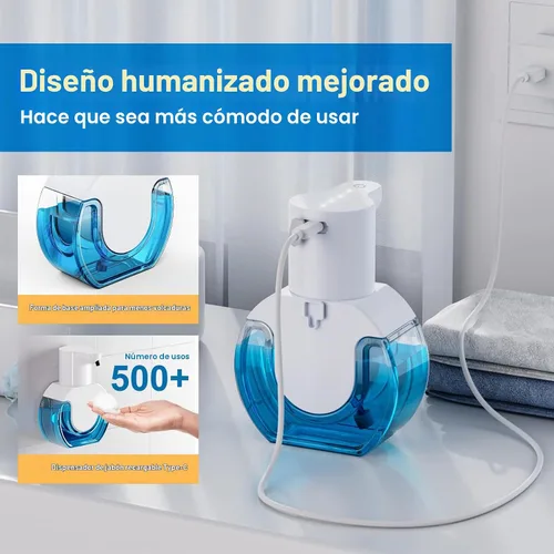Vista 6 de Dispensador automático de jabón, sensor manos libres, 4 niveles de espuma ajustables, recargable y montaje en pared (15 oz/420 ml) para baño y cocina