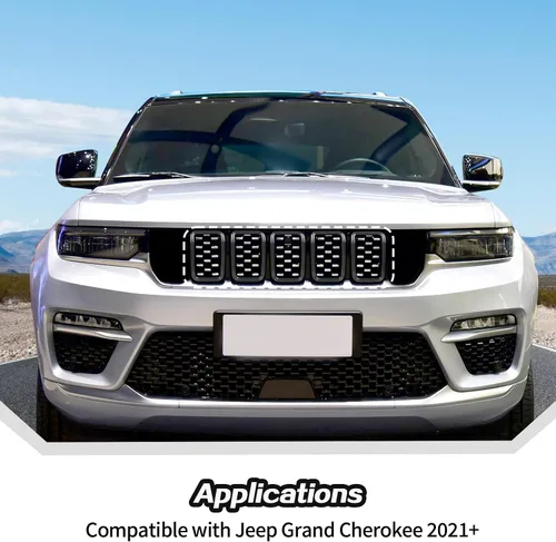 Vista 6 de 7 piezas de insertos de parrilla accesorios de rejilla para Jeep Grand Cherokee 2021+ (negro)