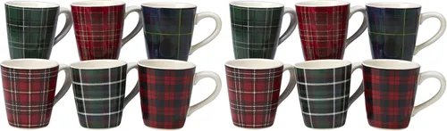 Vista 3 de Certified International Taza de Navidad a cuadros de 16 onzas, juego de 6 diseños surtidos