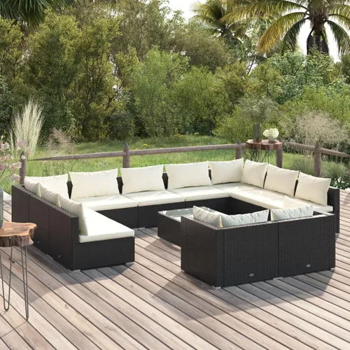 Vista 28 de Sofá de 3 plazas con cojines de ratán de poliéster marrón, juego de muebles de patio al aire libre con 3 sofás centrales para patio trasero, jardín