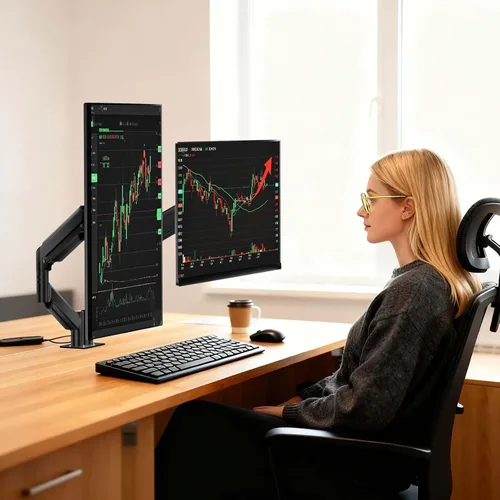 Vista 7 de WALI - Soporte de escritorio para monitor dual para pantallas de 17-32 pulgadas, brazos de monitor dual para 2 monitores, soporta hasta 19.8 lbs