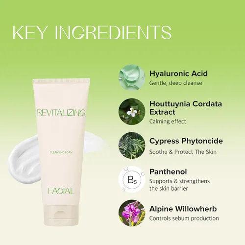Vista 4 de KLAVUU Lavado facial revitalizante para el cuidado profundo de los poros Limpiador facial hidratante para pieles sensibles con ácido hialurónico