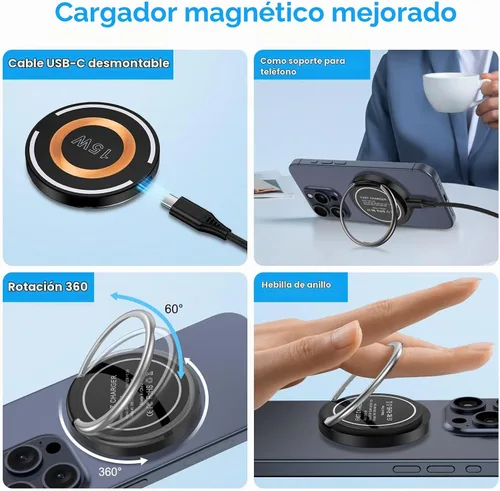 Vista 2 de Para Samsung Cargador Inalámbrico Almohadilla de Carga Rápida Android Magnética Magsafe Estación de Cargador Inalámbrico para Samsung Galaxy S26
